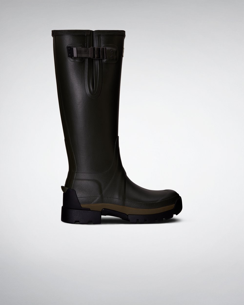 Women Hunter Balmoral Side Adjustable 3Mm Neoprene | Tall Rain Boots Dark Olive | NZ-50397-RNSD